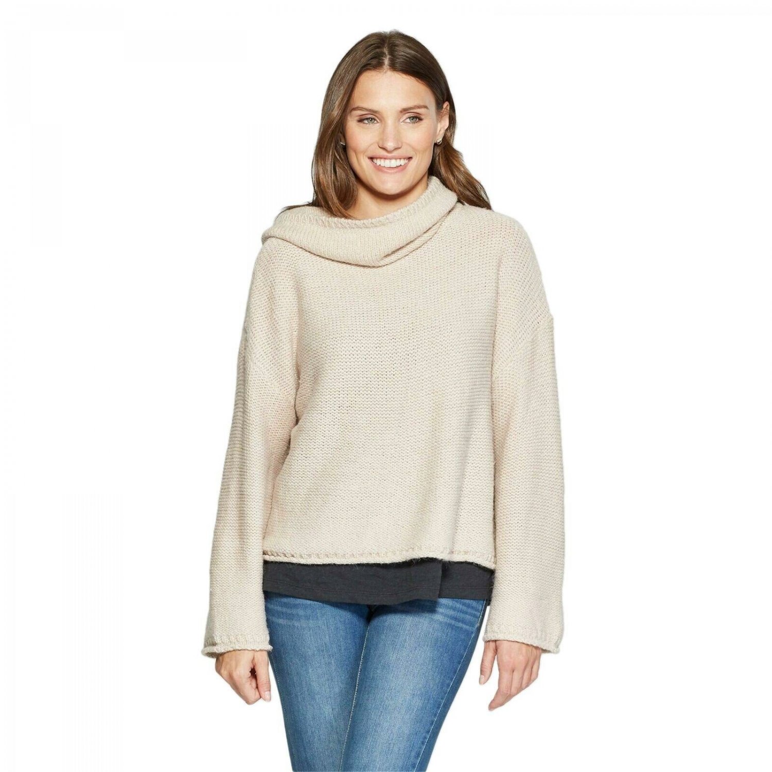 Universal Thread Women's Cowl Neck Pullover Sweater Small Cream