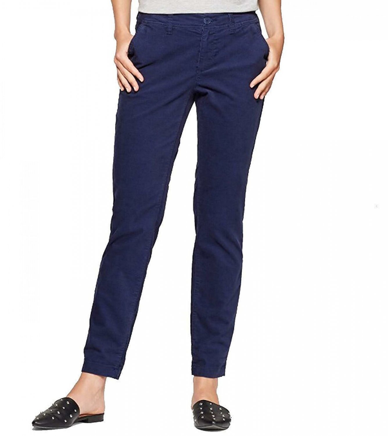 A New Day Women's Stretch Mid Rise Slim Corduroy Pants 6 Navy Blue