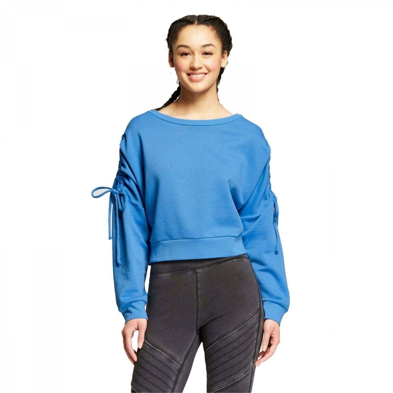 ruched pullover sweatshirt
