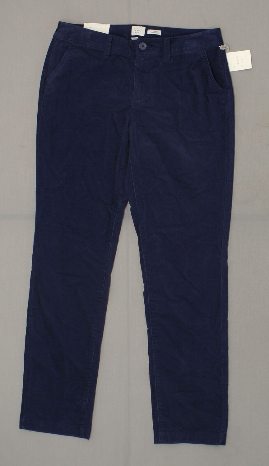 A New Day Women's Stretch Mid Rise Slim Corduroy Pants 18 Navy Blue