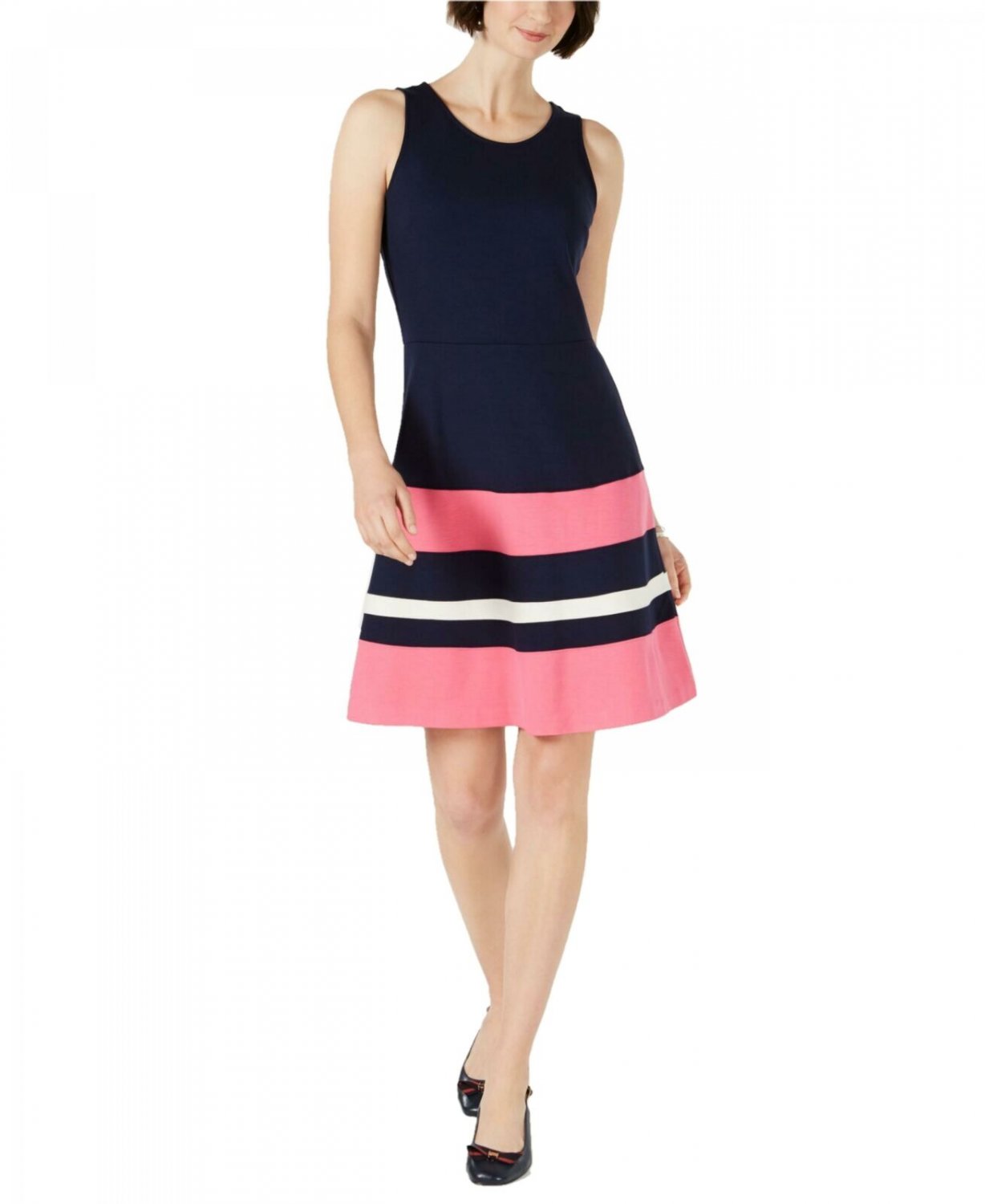 Charter Club Women's Sleeveless Colorblocked Shift Dress. 100049302MS