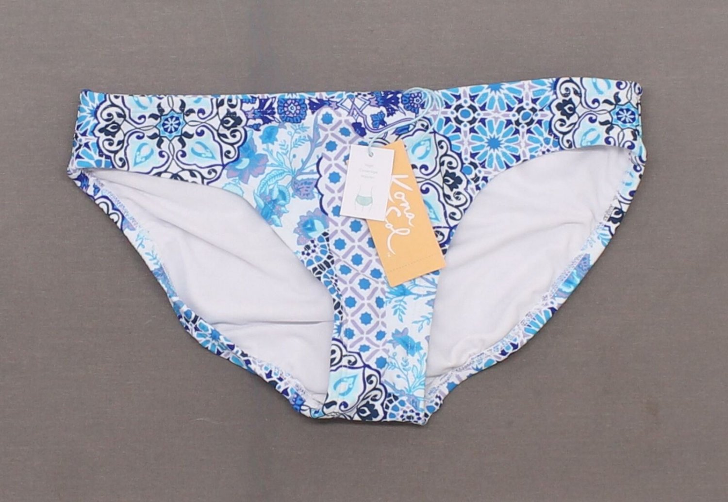 Kona Sol Women's Full Coverage Hipster Bikini Bottom X-Large Blue Floral