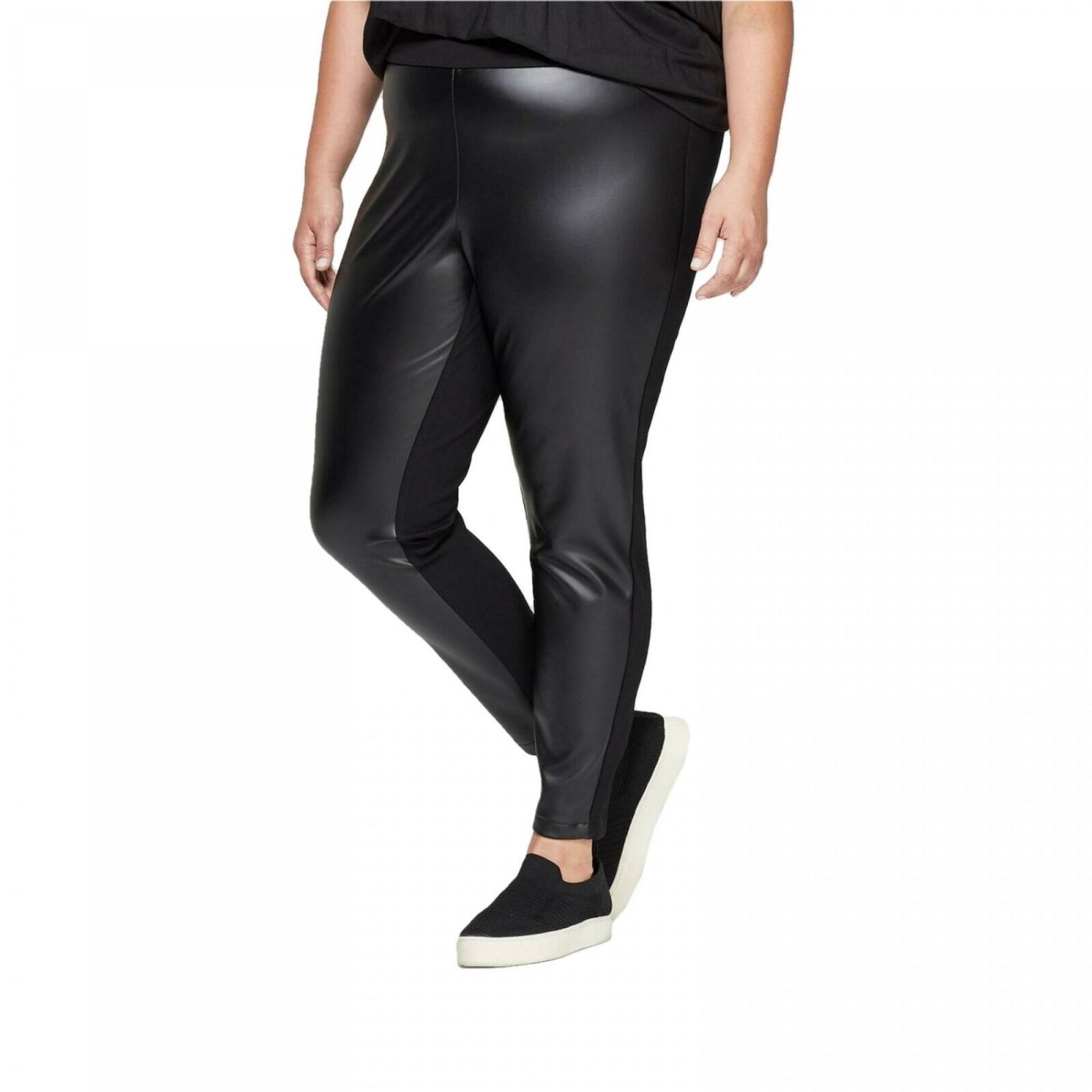 Ava & Viv Women's Plus Size Faux Leather Ponte Leggings Plus 4X Black