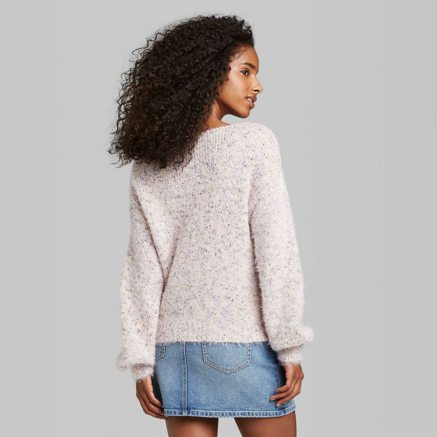 fuzzy v neck sweater