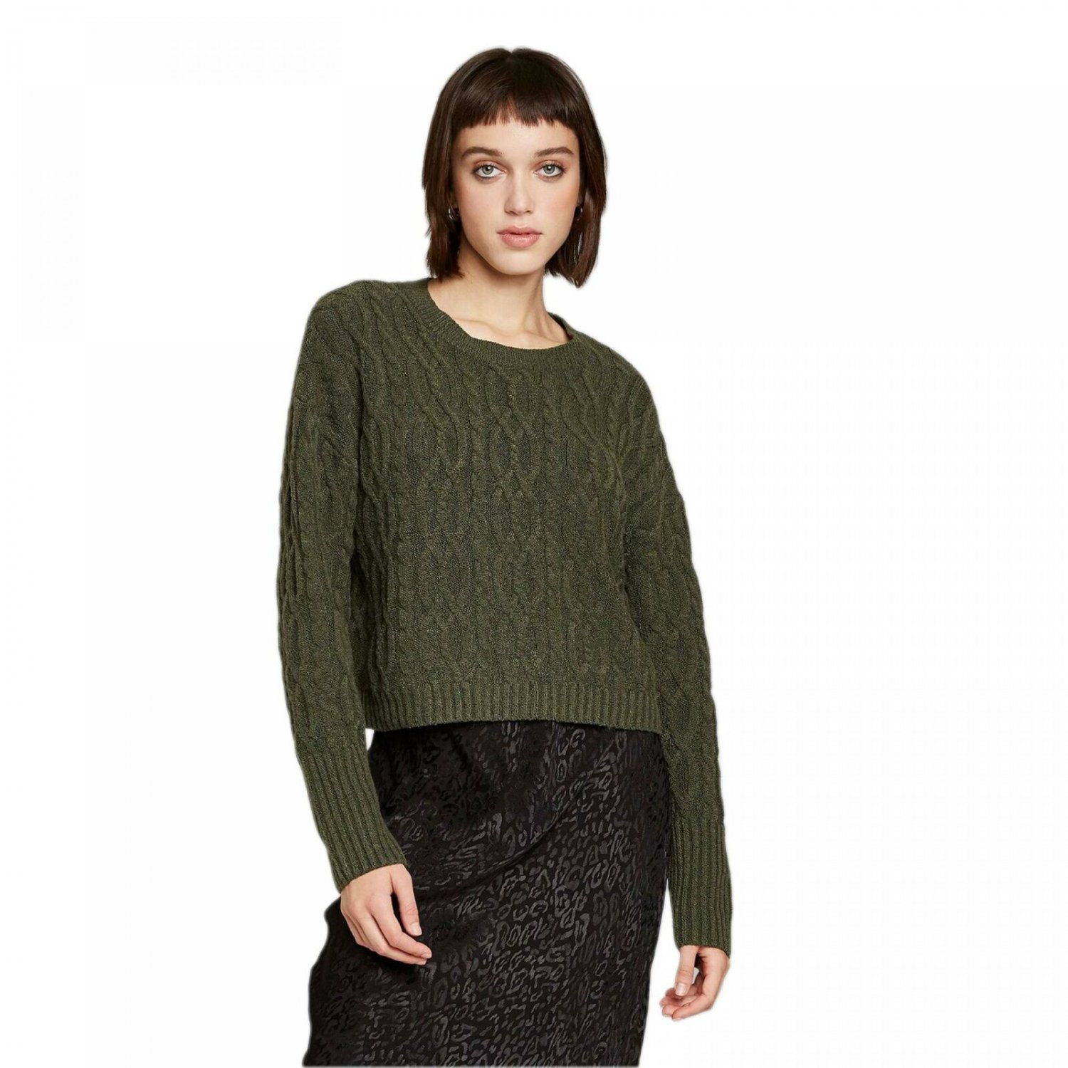 cropped cable sweater