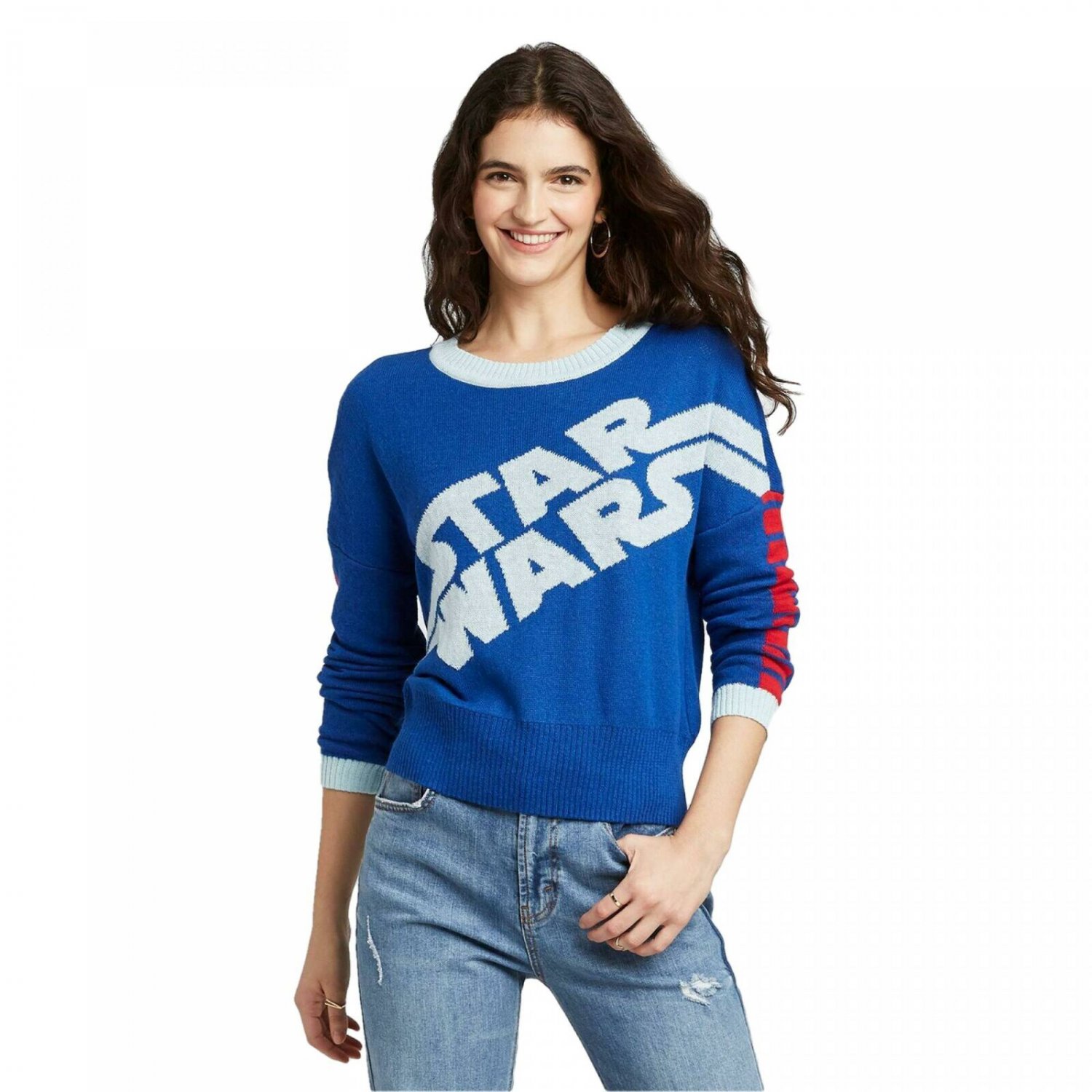 Star Wars Women's Crewneck Graphic Sweater Small Royal Blue