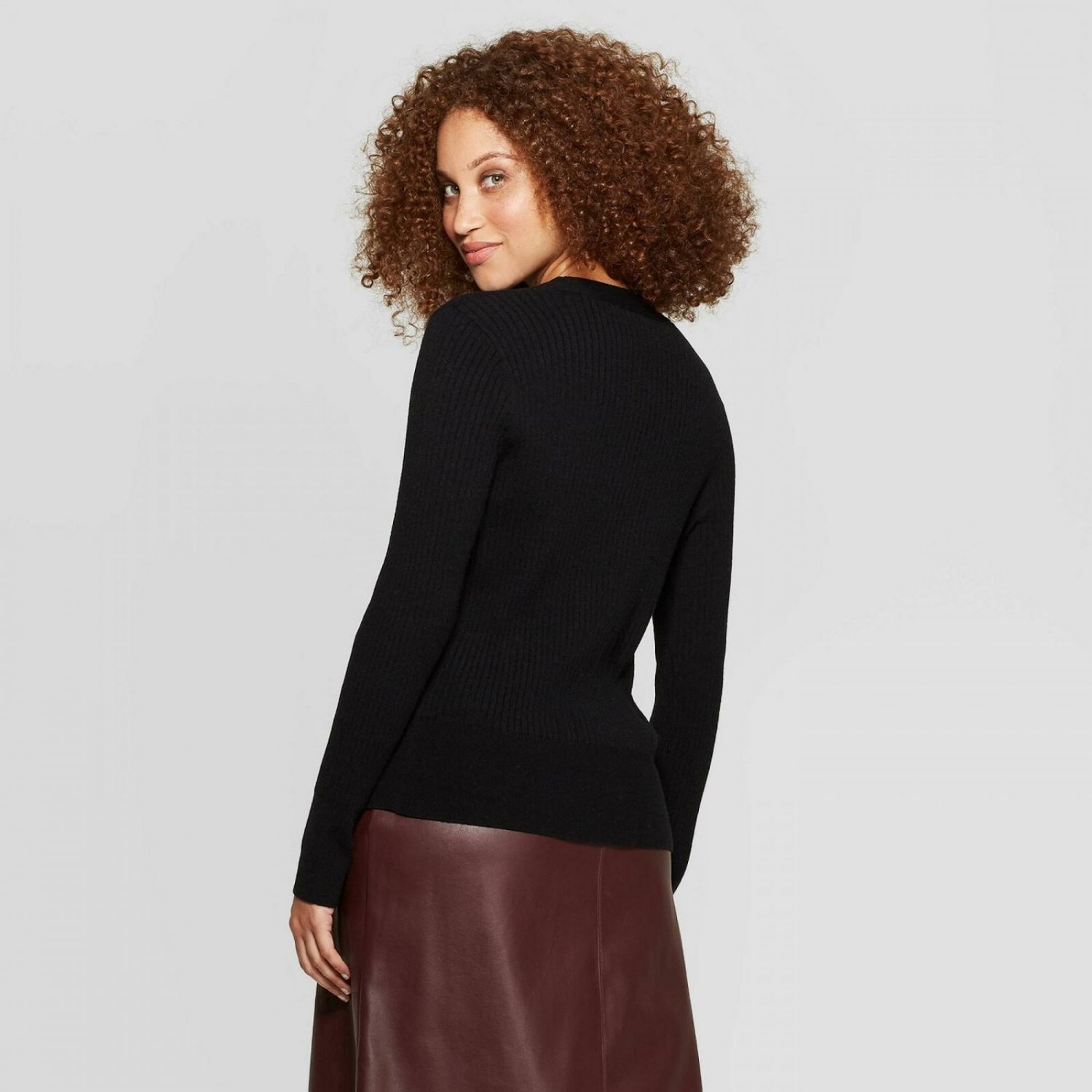 black ribbed cardigan sweater