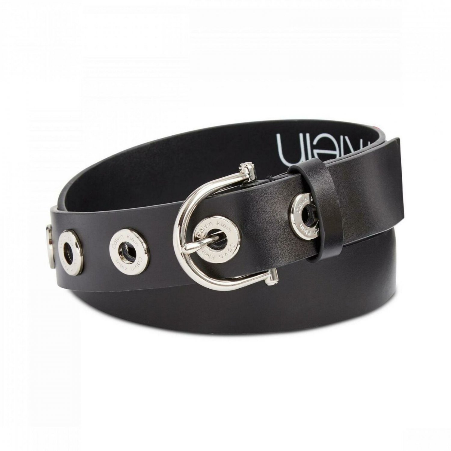 Calvin Klein Women's Leather Grommet Belt Medium Black