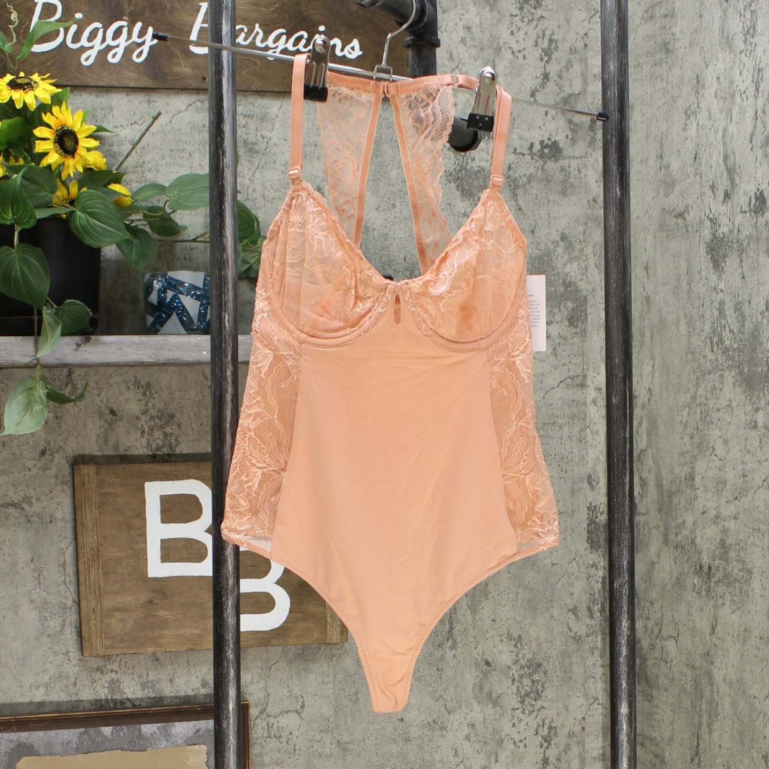 Auden Women's Unlined Underwire Bodysuit XSmall Dark Peach Orange