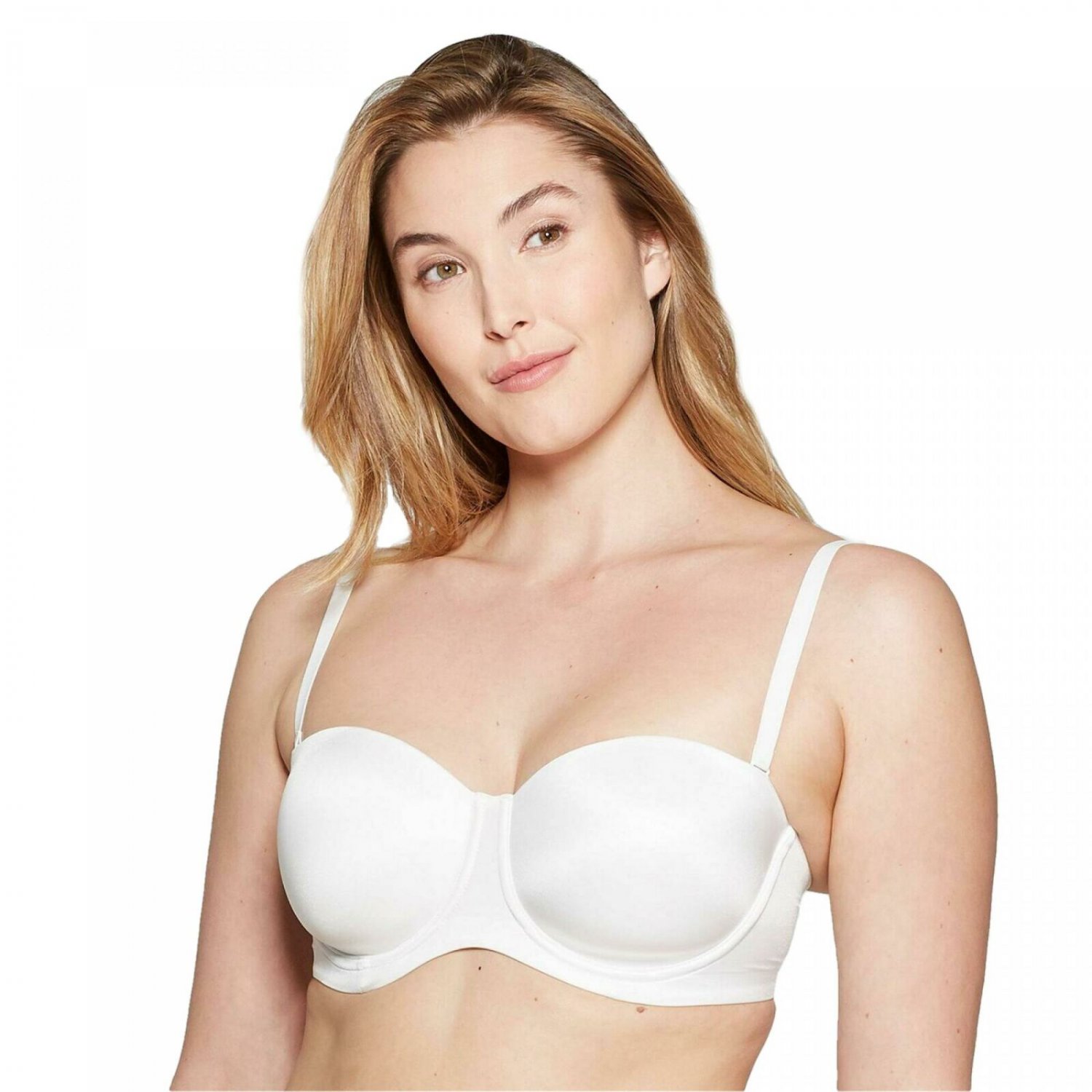 Auden Women's Lightly Lined Strapless Bra 34 B Fresh White
