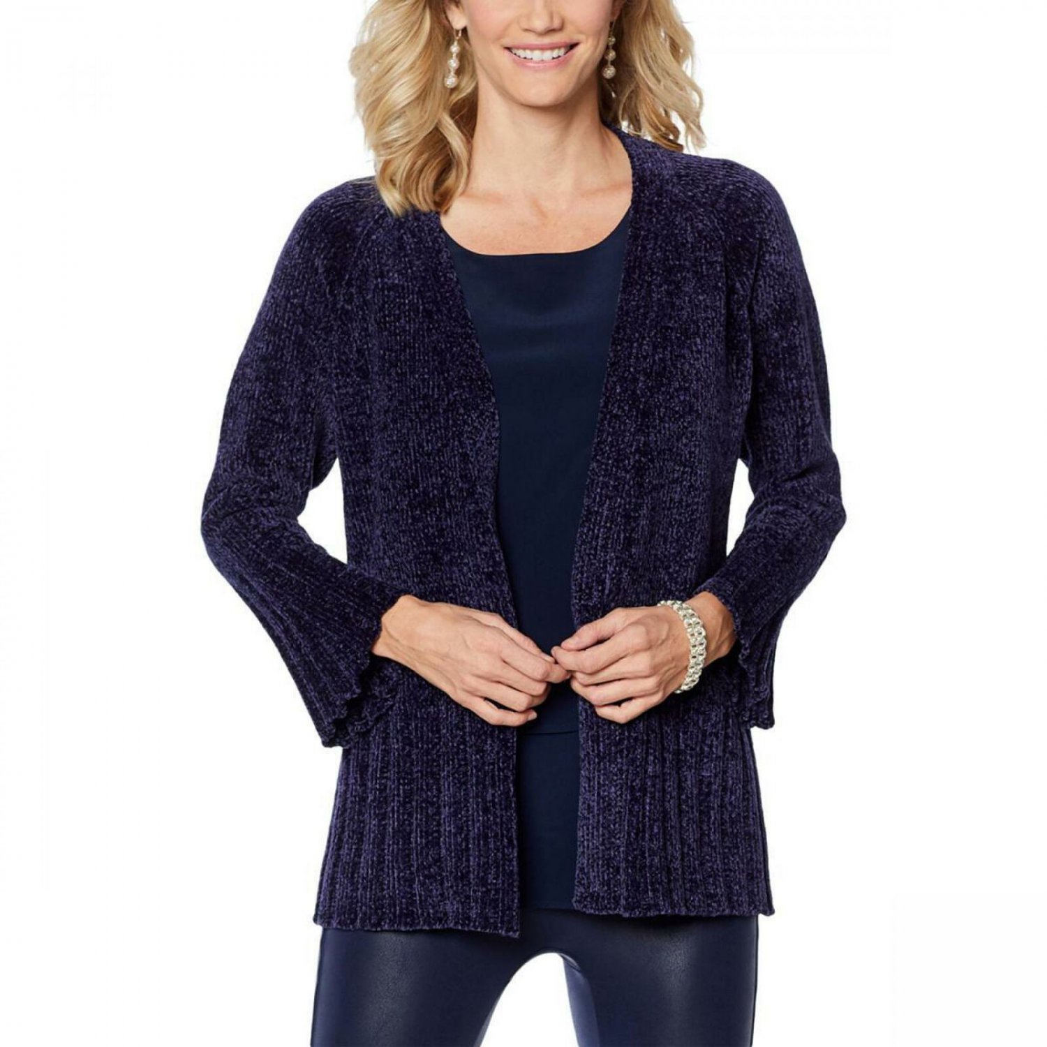 DG2 by Diane Gilman Women's Heathered Chenille Cardigan Sweater X-Small ...