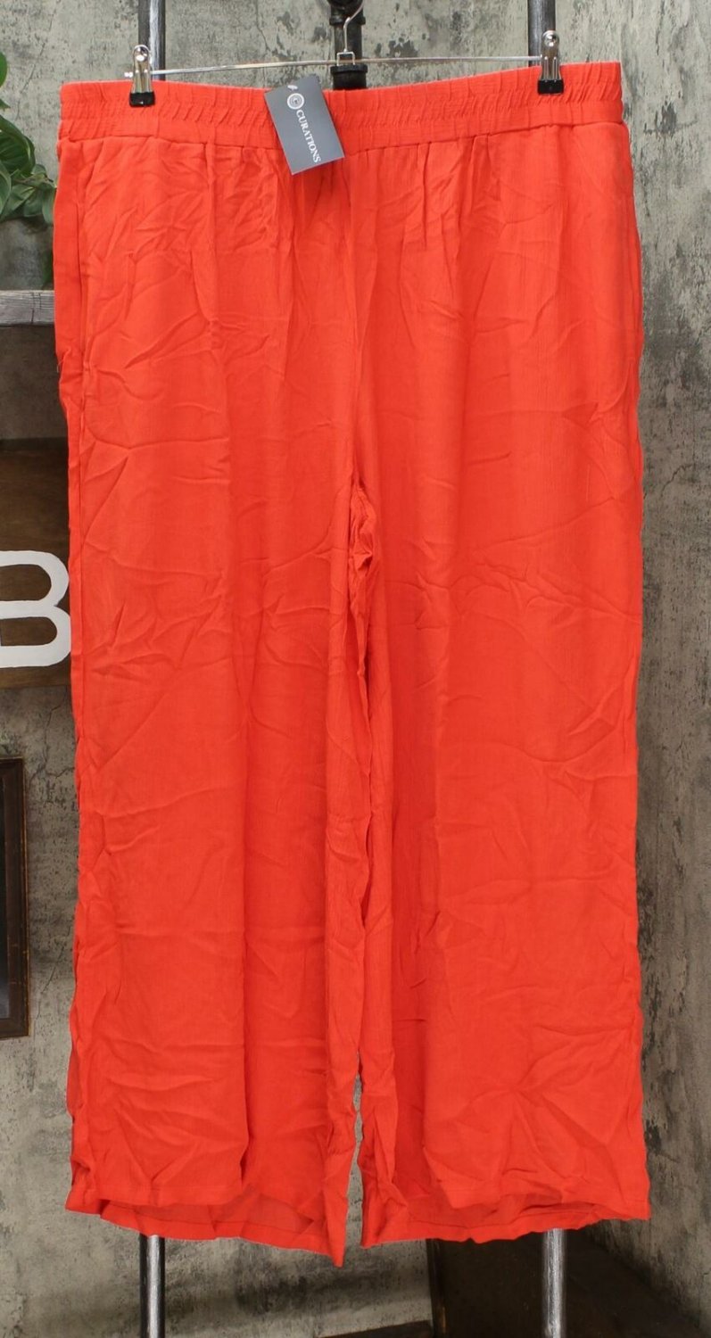 plus size red wide leg pants