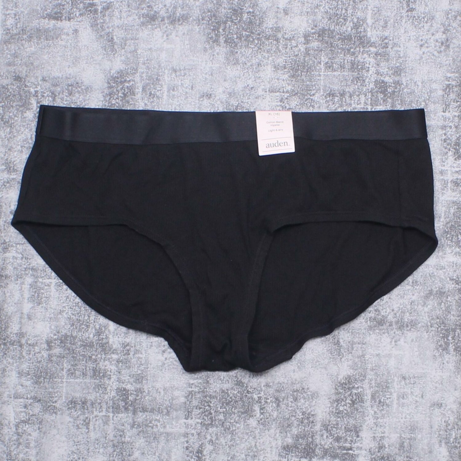 Auden Women's Ribbed Cotton Hipster Underwear XLarge Black