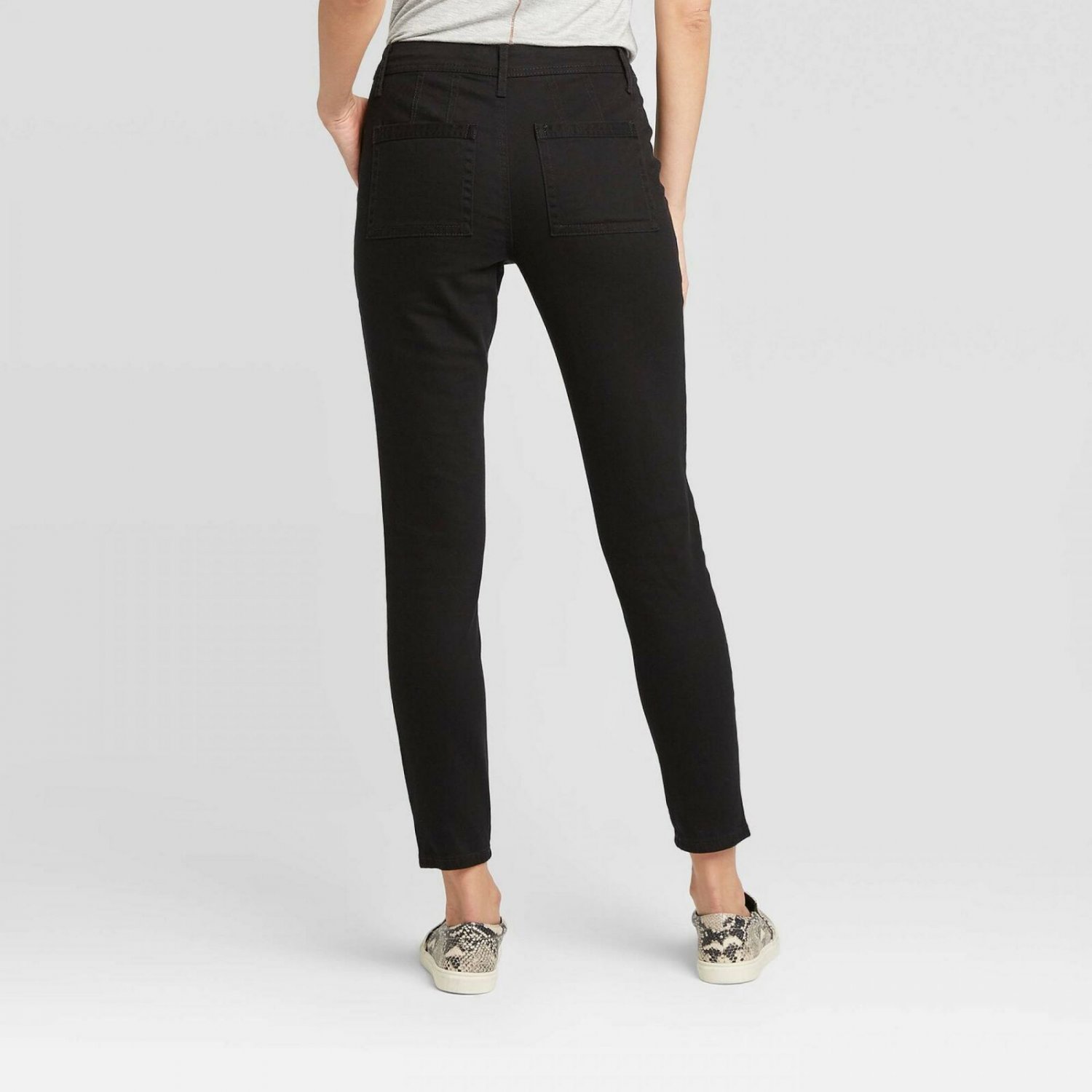 Knox Rose Women's Mid Rise Straight Fit Chino Pants 8 Black