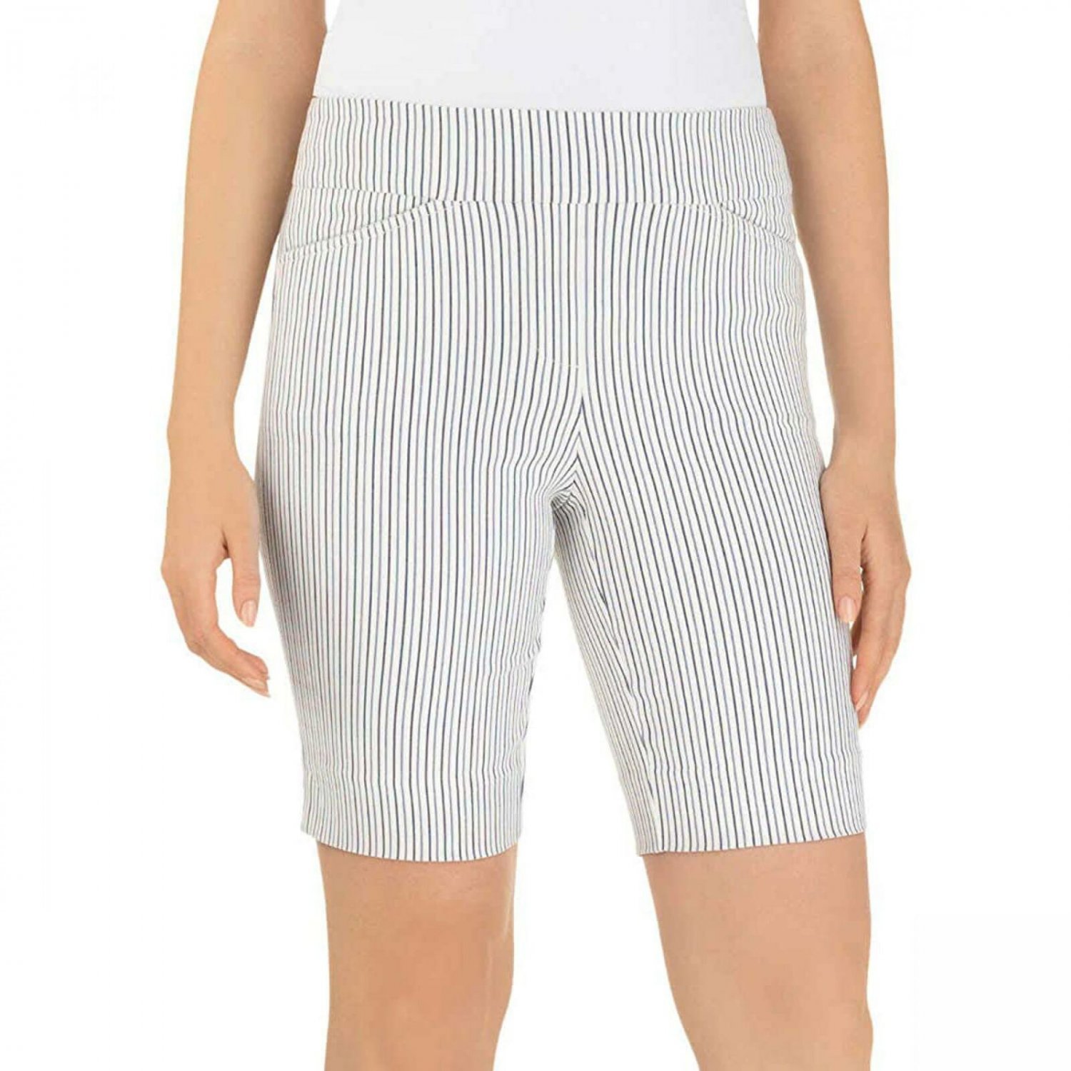 Hilary Radley Women's Stretch Pull On Bermuda Shorts XLarge OffWhite / Blue