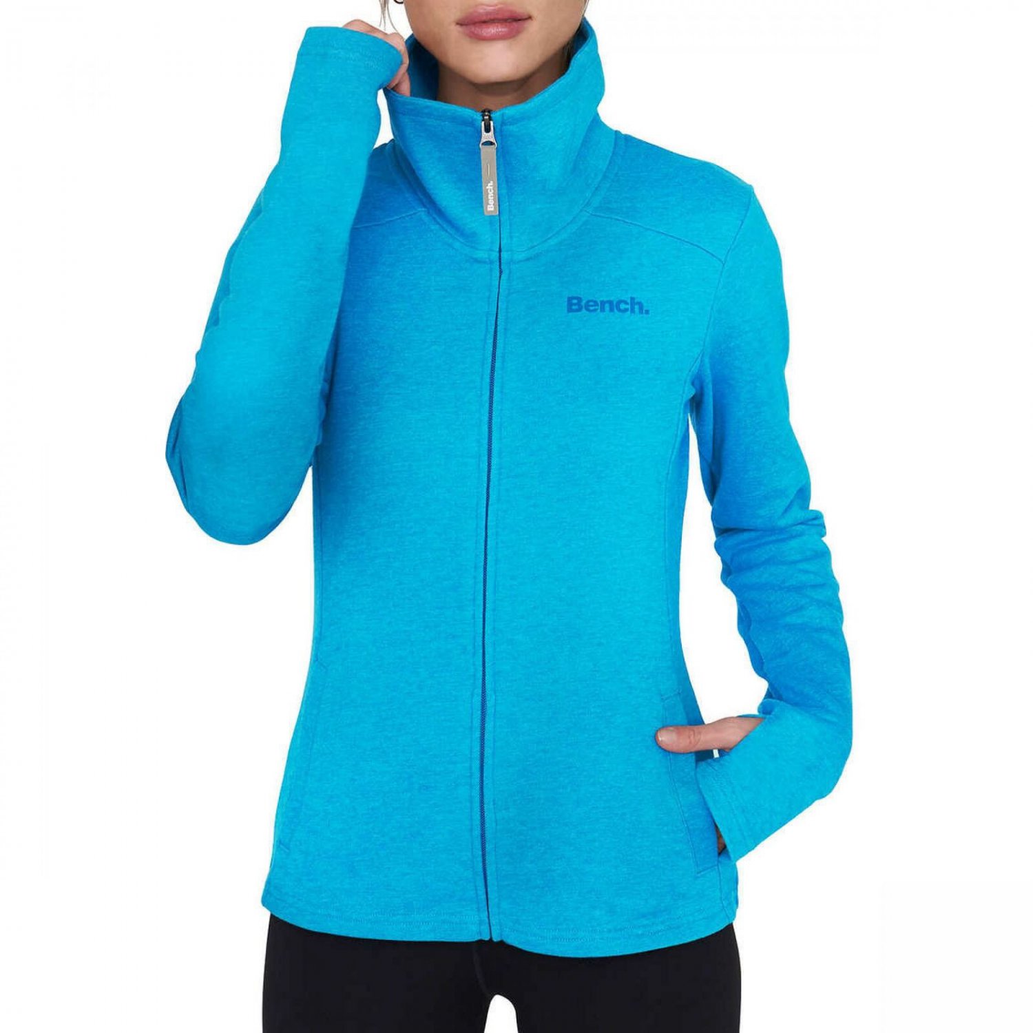 Bench Women's Full Zip Mock Neck French Terry Jacket XXLarge Turquoise