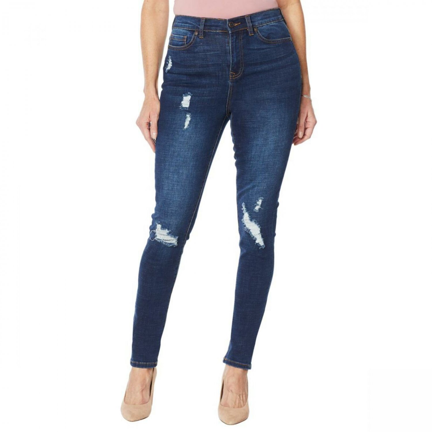 DG2 by Diane Gilman Women's Petite Virtual Stretch Destructed Skinny ...