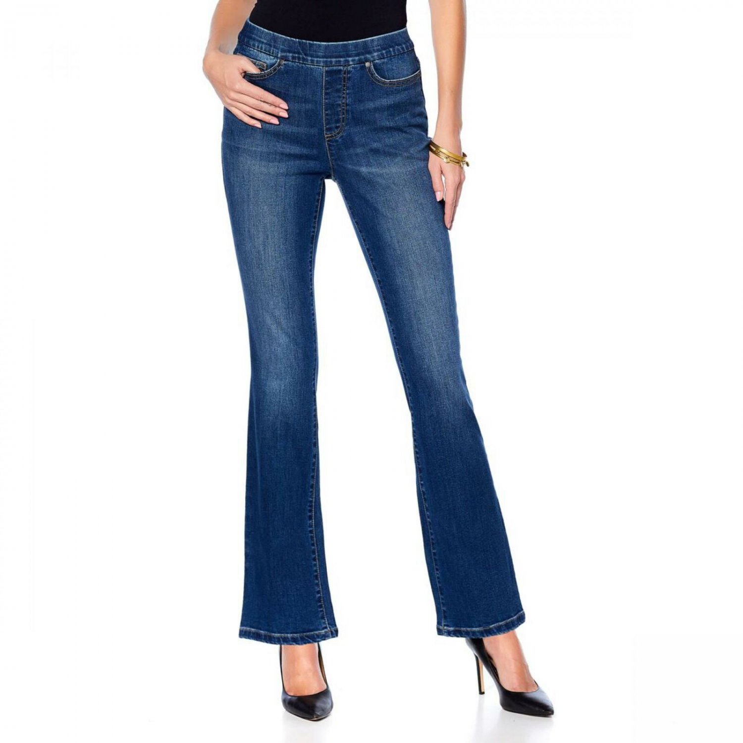 MOTTO Women's Petite Stretch Denim Pull On Boot Cut Jeans 10 Petite ...