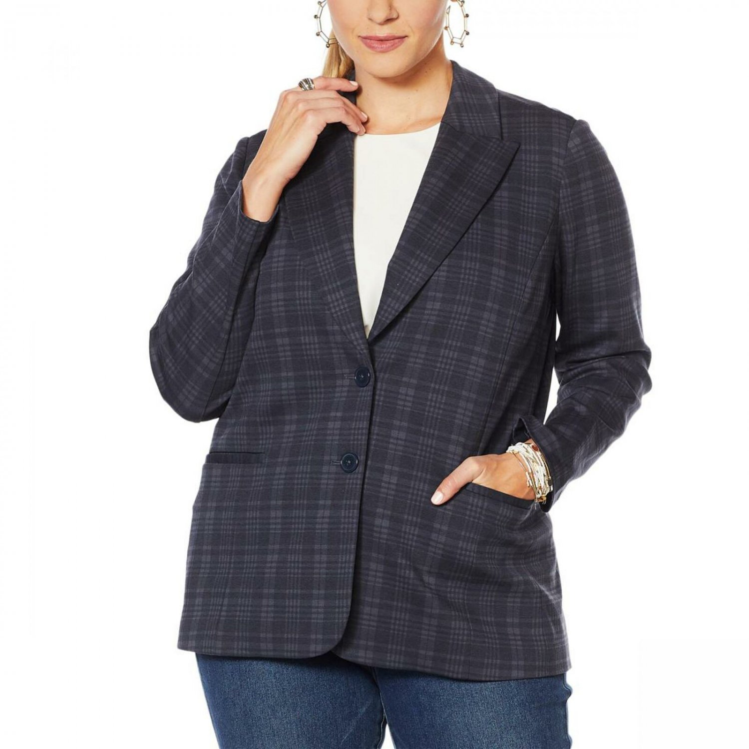 DG2 by Diane Gilman Women's Plus Size Ponte Knit Boyfriend Blazer Plus