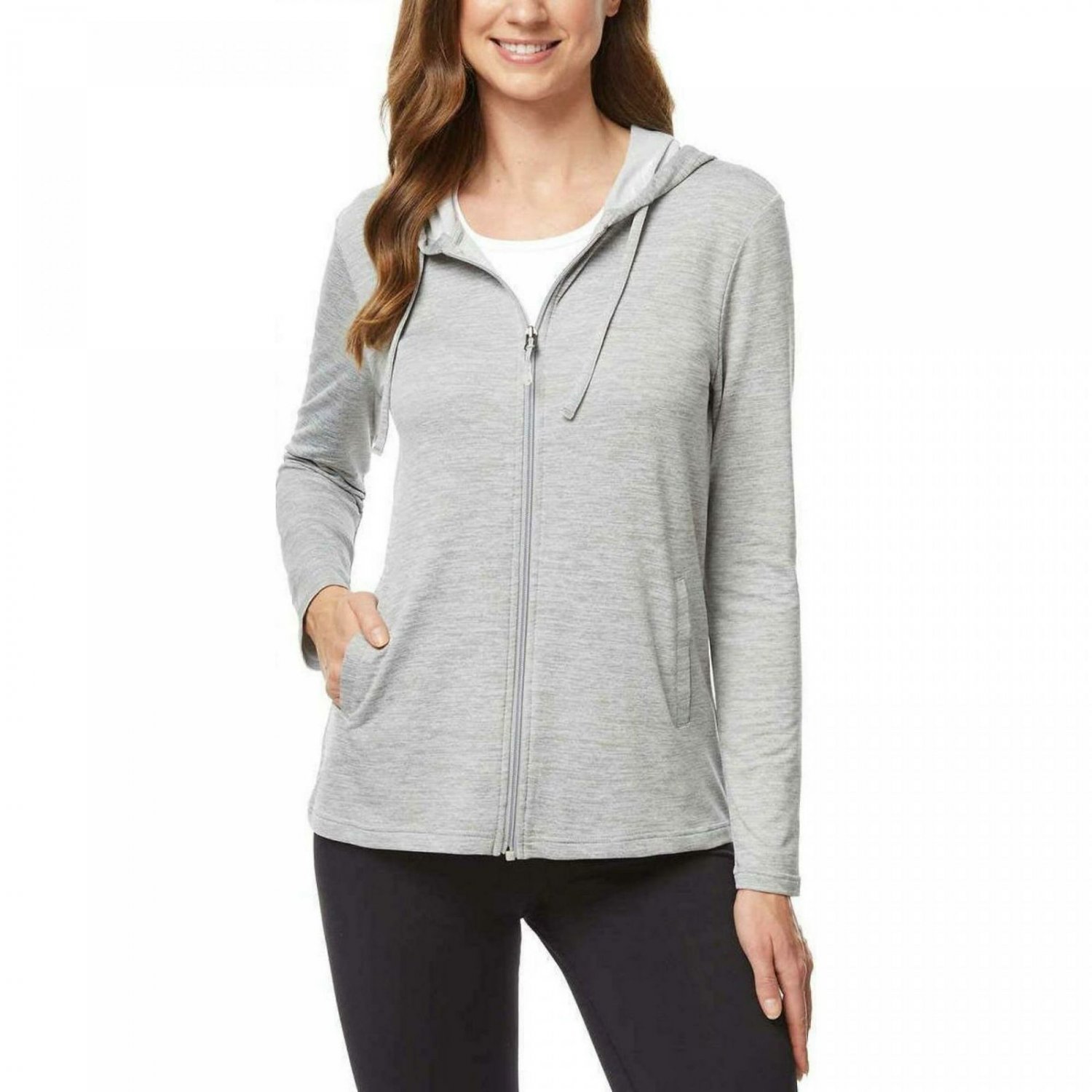 32 Degrees Cool Women's Ultra Soft Full Zip Hoodie Large Gray Heather