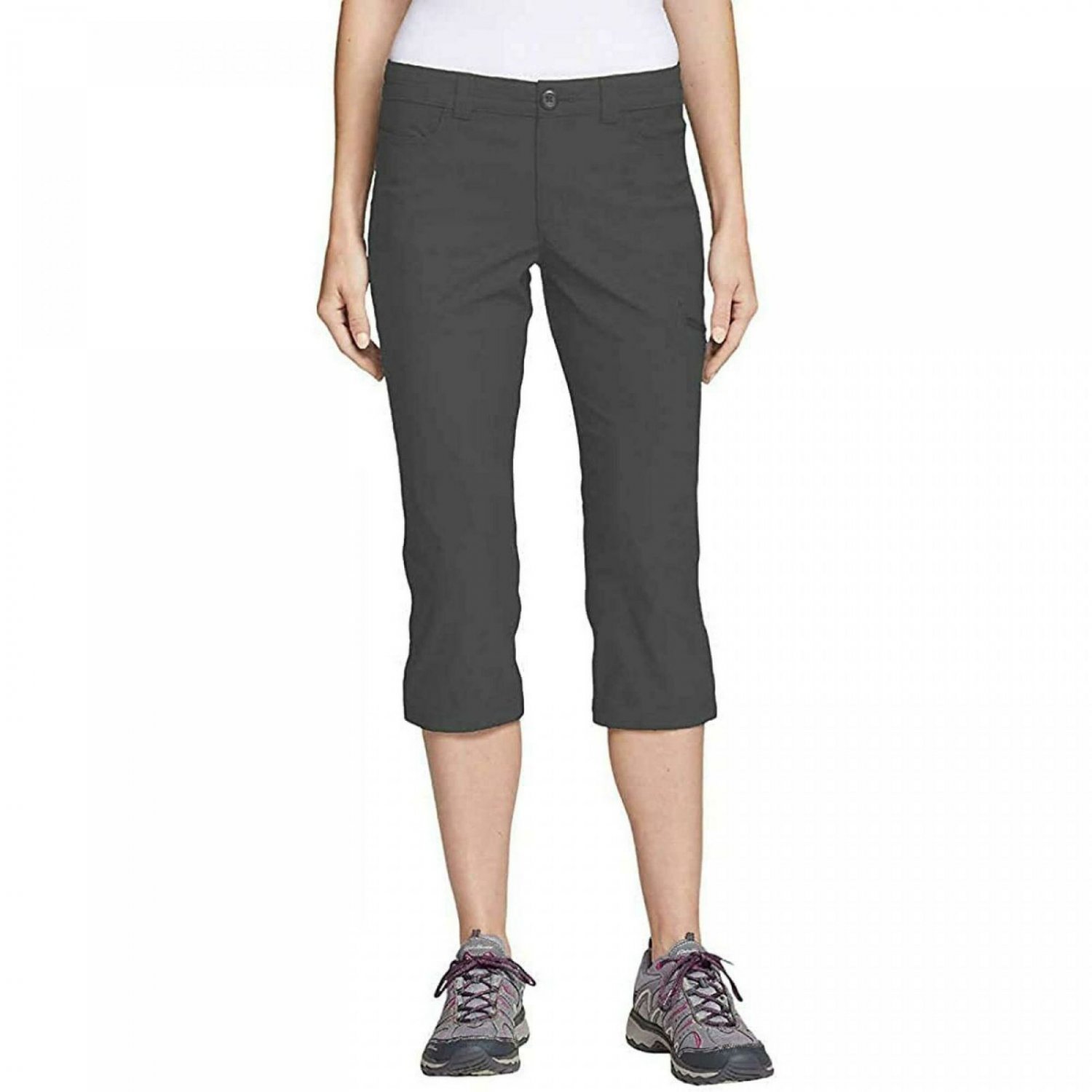 Eddie Bauer Women's Ranier Capri Pants 16 Dark Smoke Gray