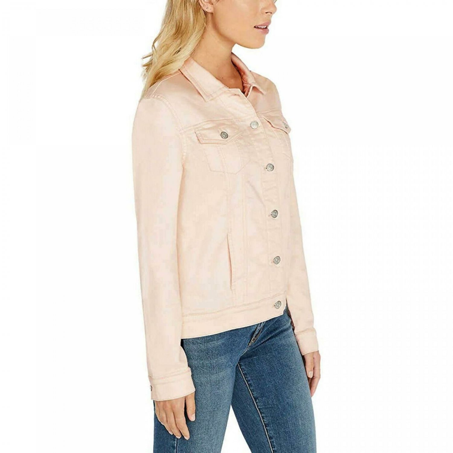Buffalo Women's Knit Denim Jacket Large Light Pink