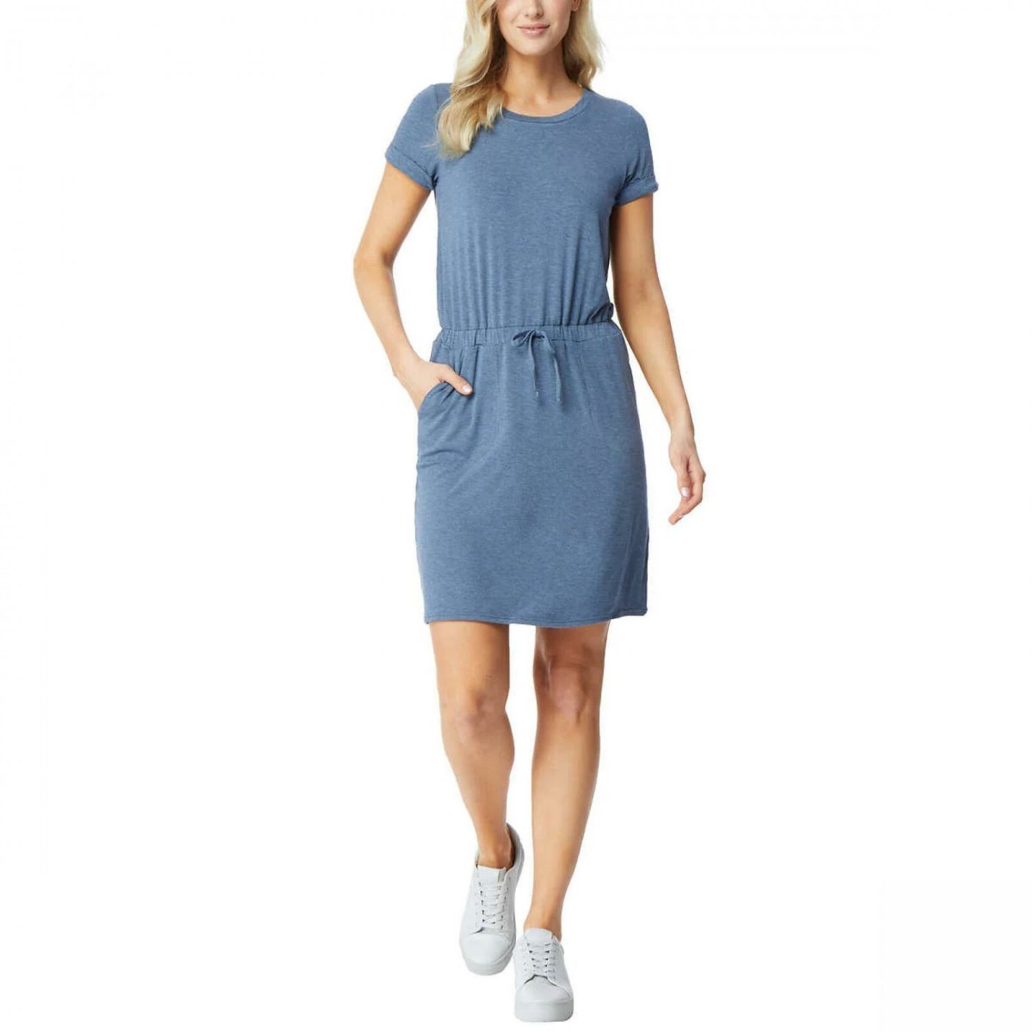 32 Degrees Women's Short Sleeve Drawstring Waist Luxe Knit Dress XX