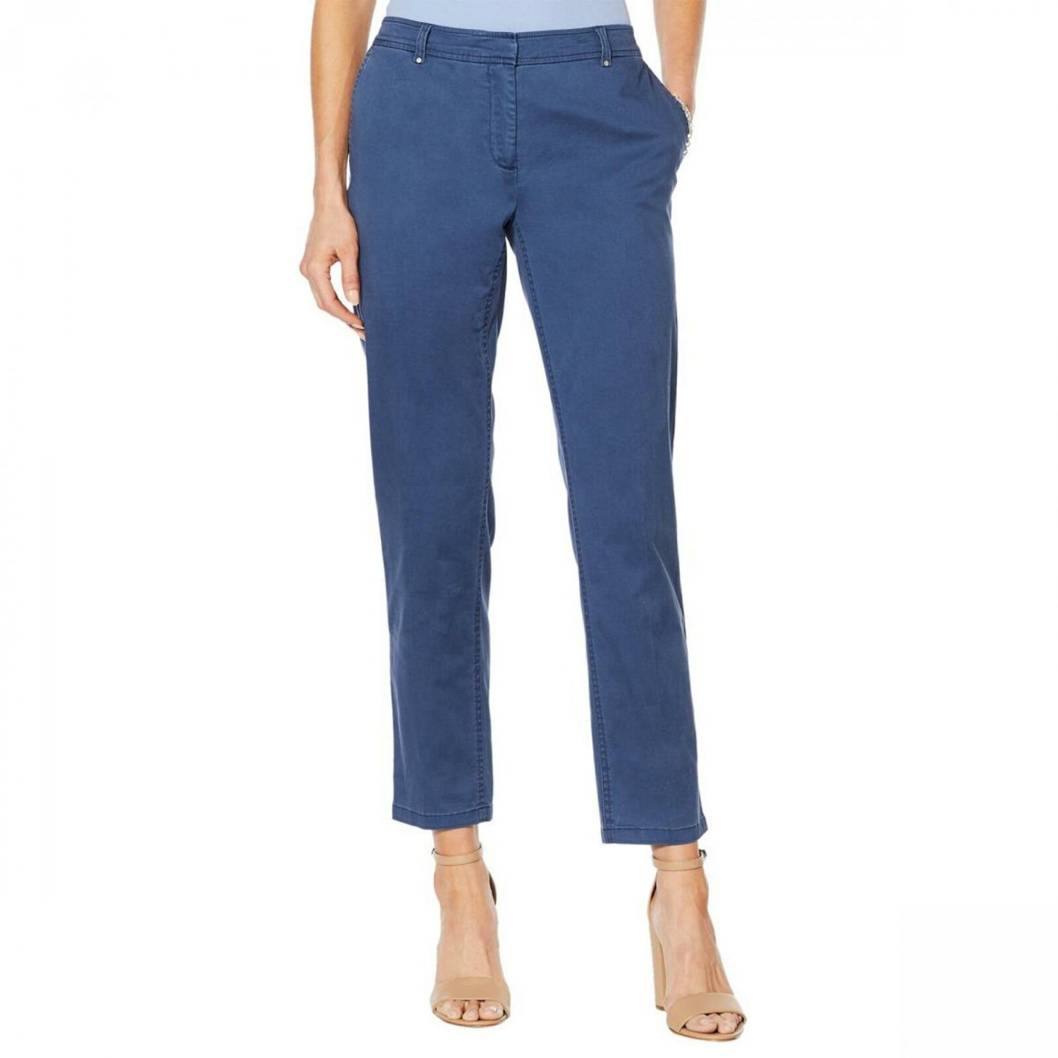 Jones New York Women's Grace Cotton Ankle Pants 10 Dusty Blue