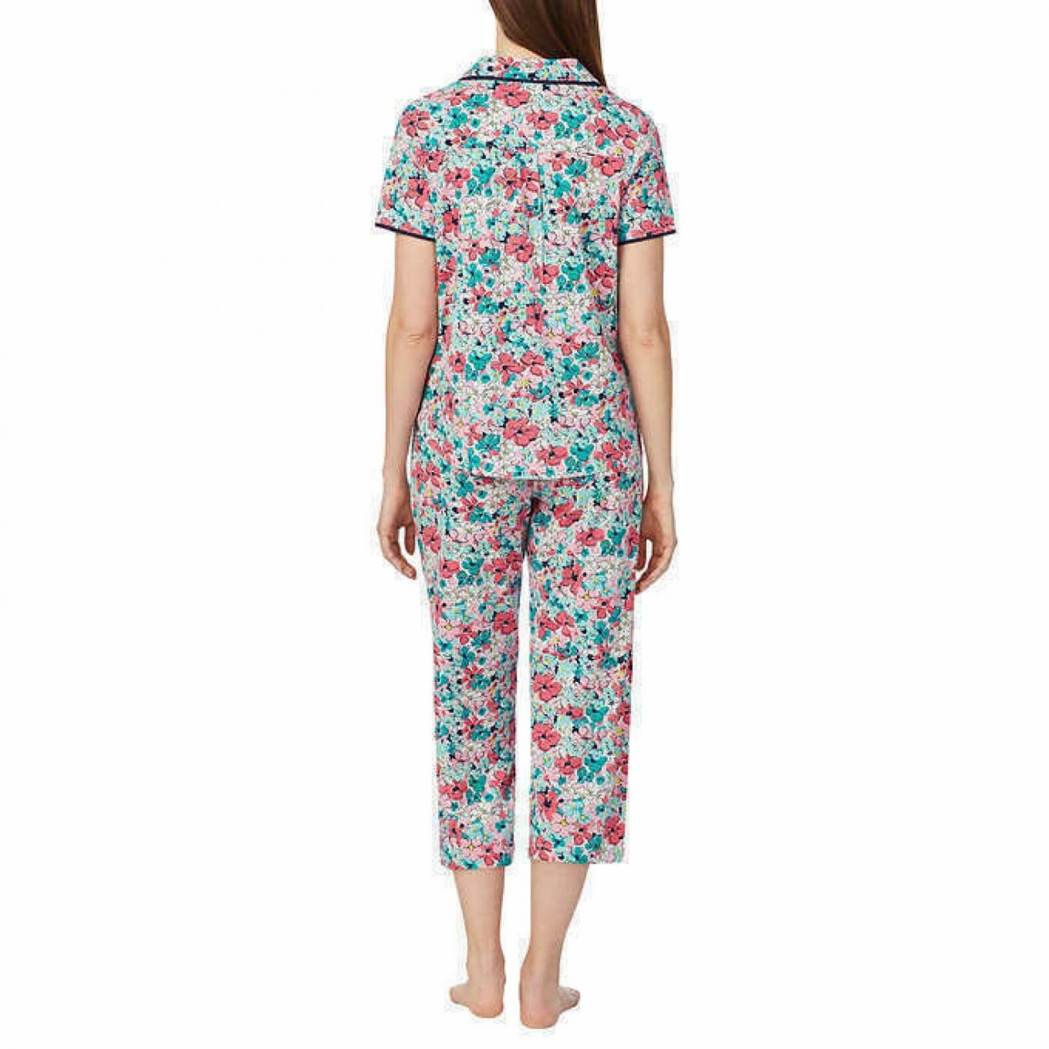 Jane and Bleecker Women's Knit Capri Pajama Set XLarge Pink Floral