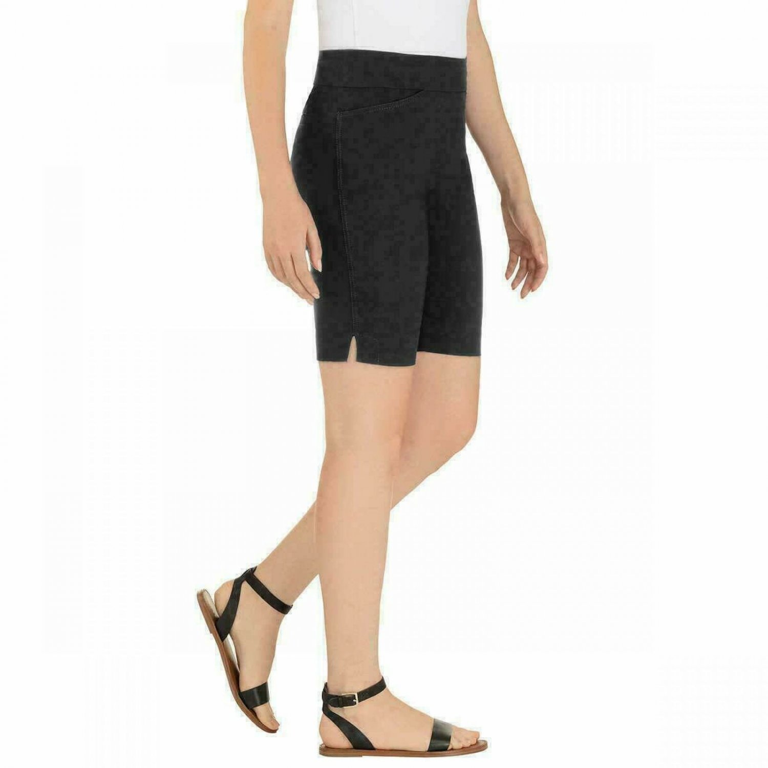 Hilary Radley Women's Stretch Pull On Bermuda Shorts Small Black