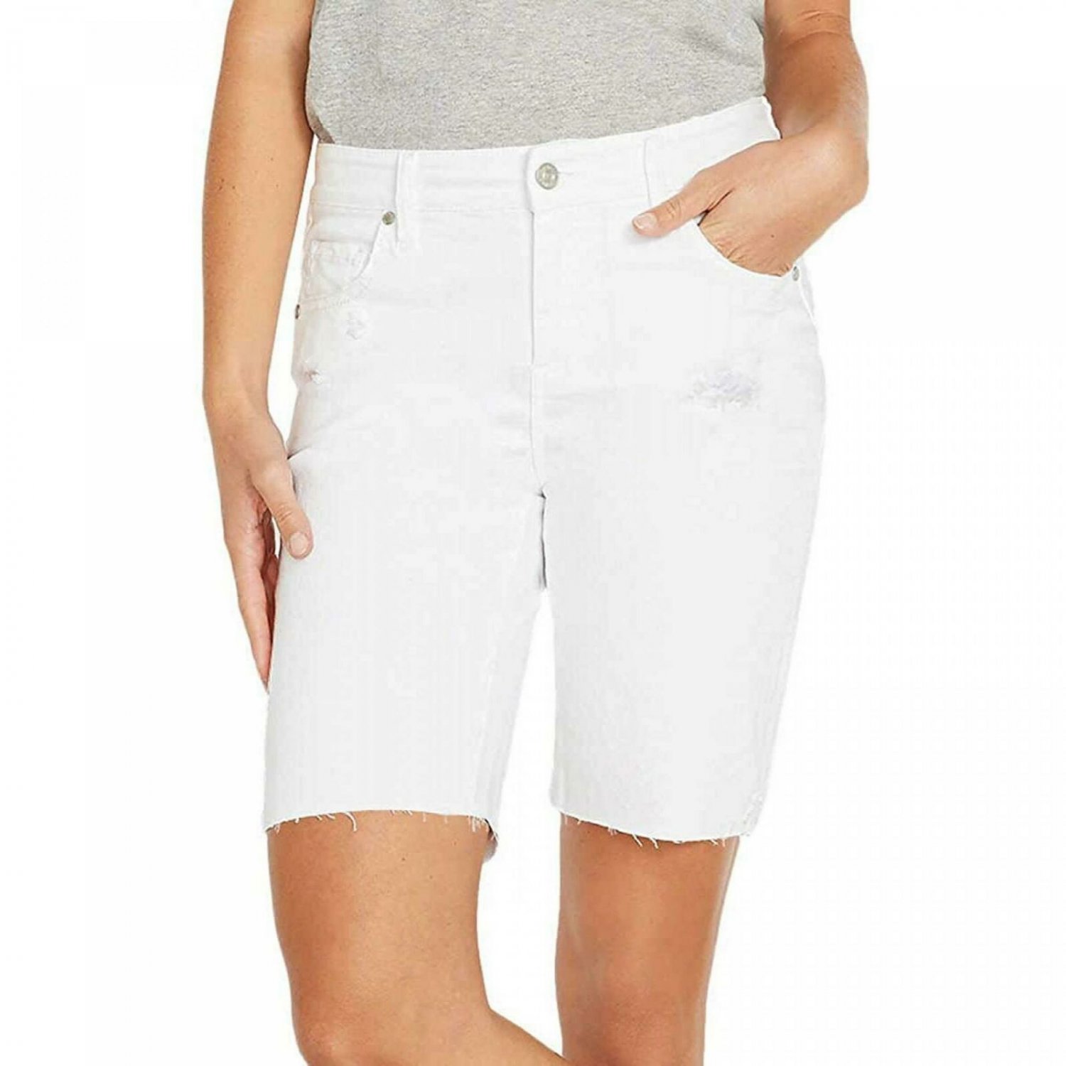 distressed bermuda jean shorts