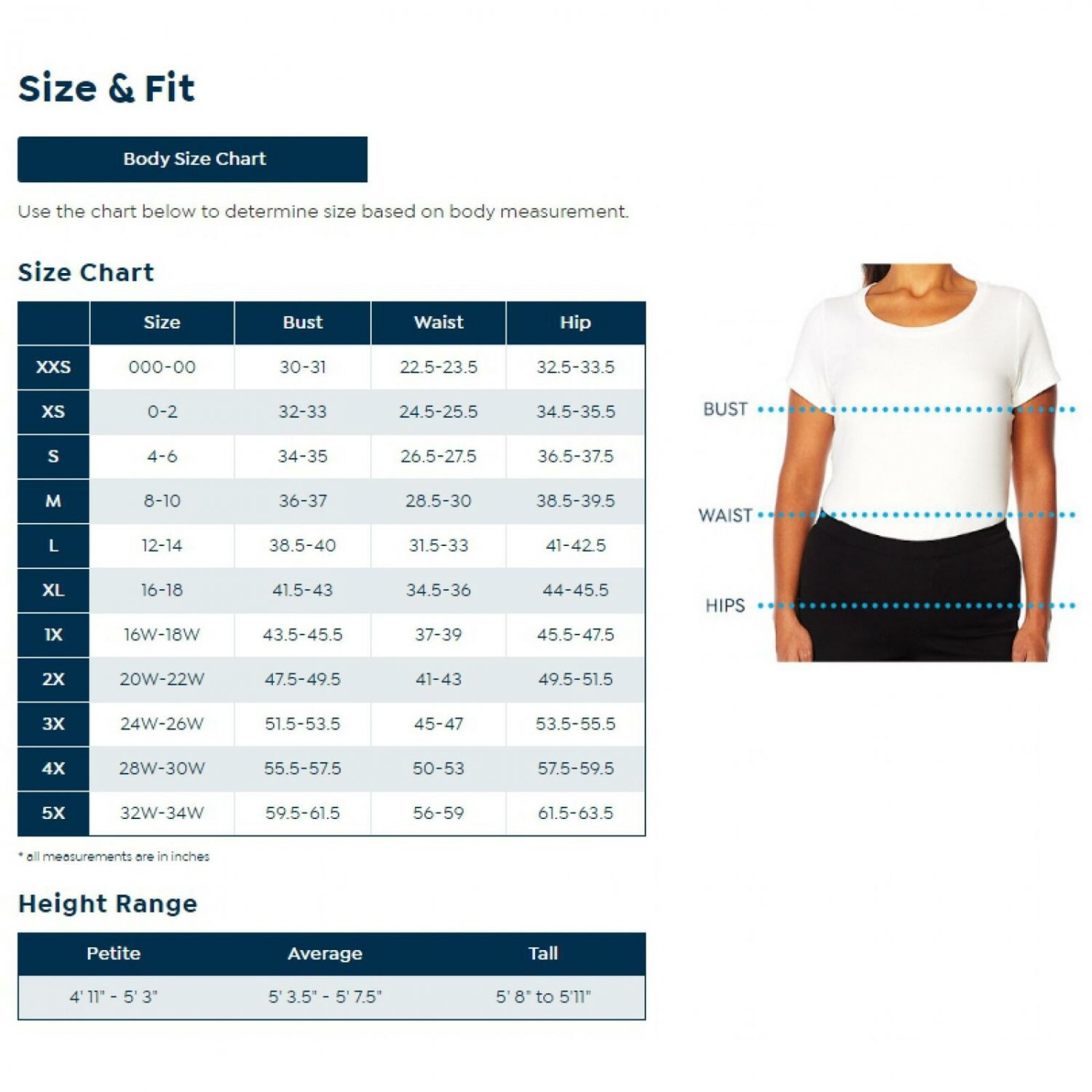 Nina Leonard Size Chart