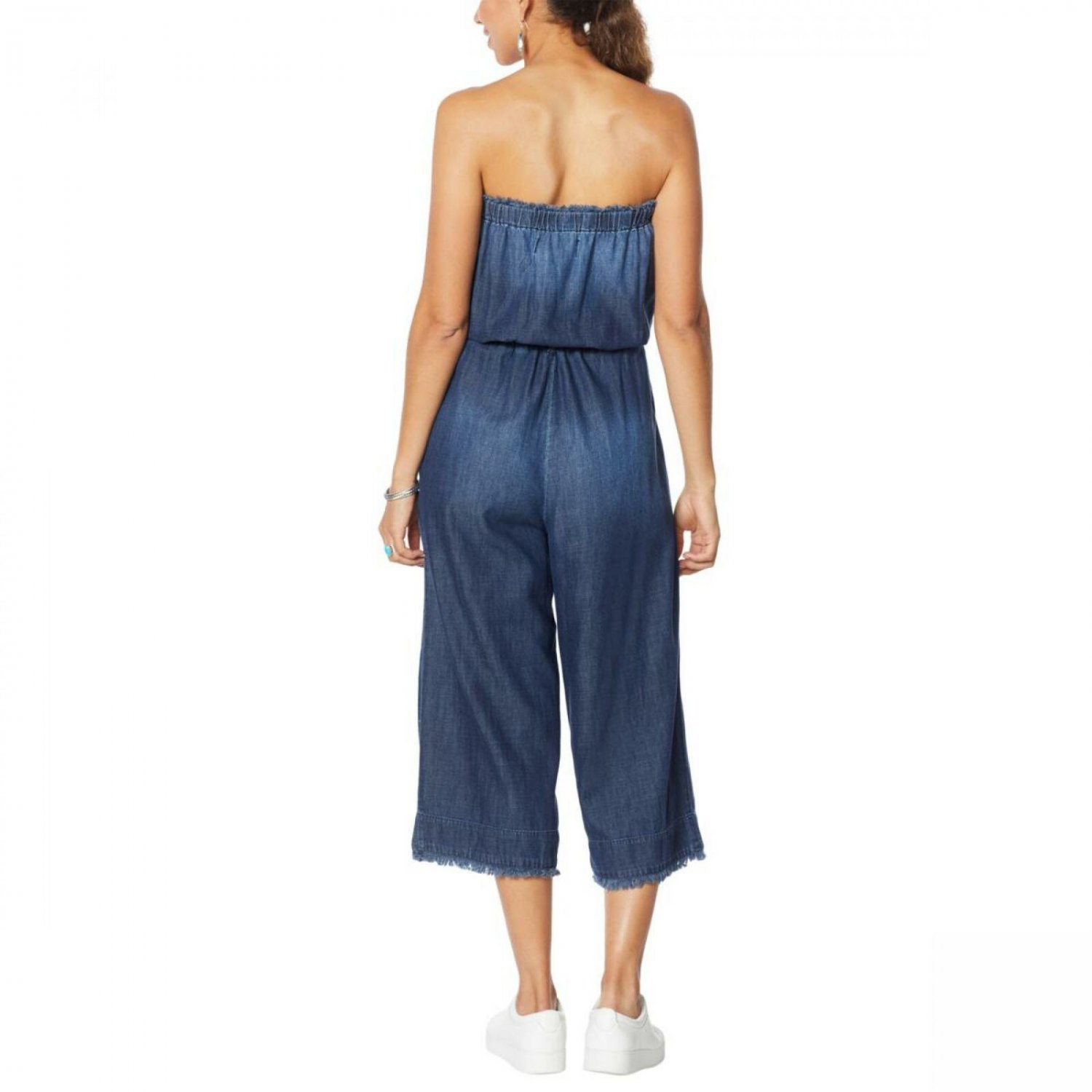 Colleen Lopez Women S Plus Size Strapless Chambray Denim Jumpsuit Plus