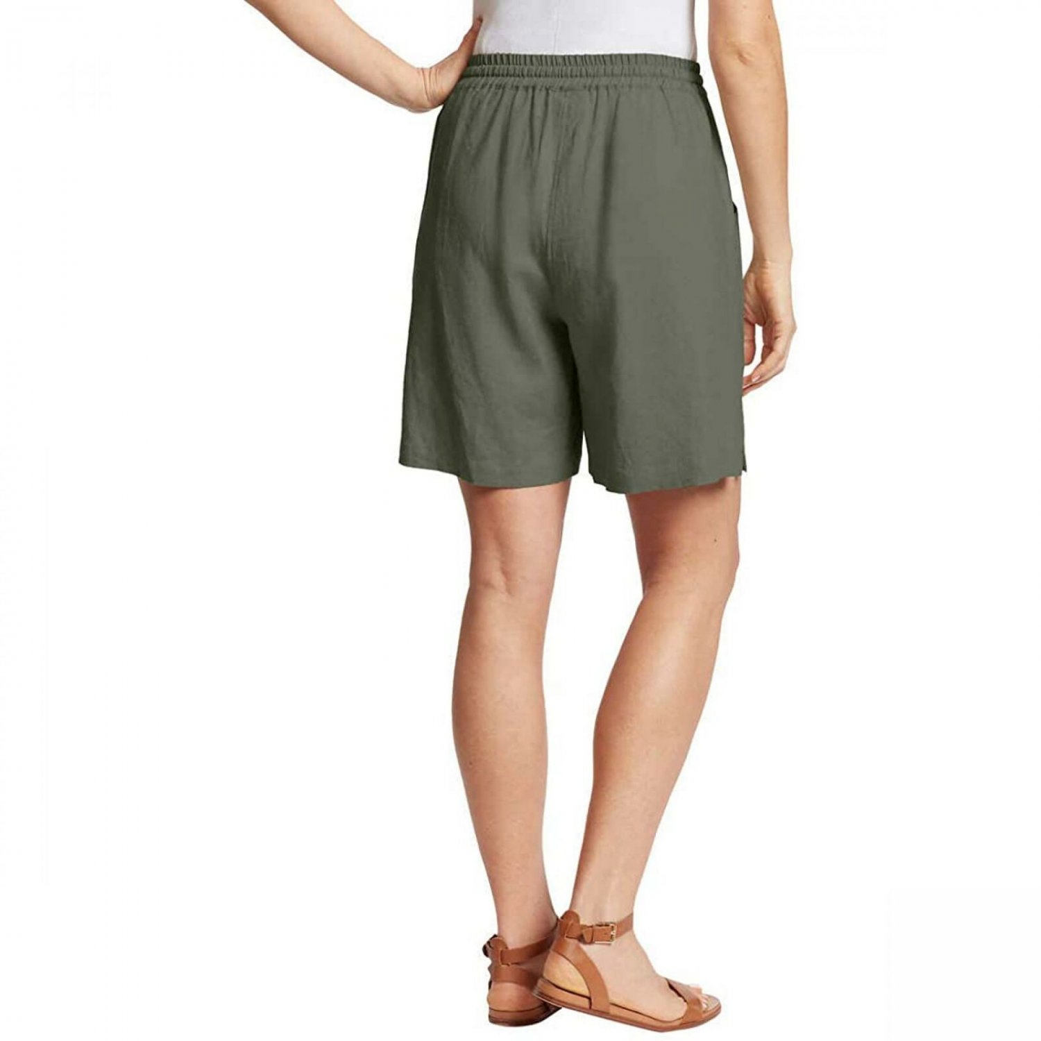 Gloria Vanderbilt Women's Elastic Waist Linen Blend Shorts Medium