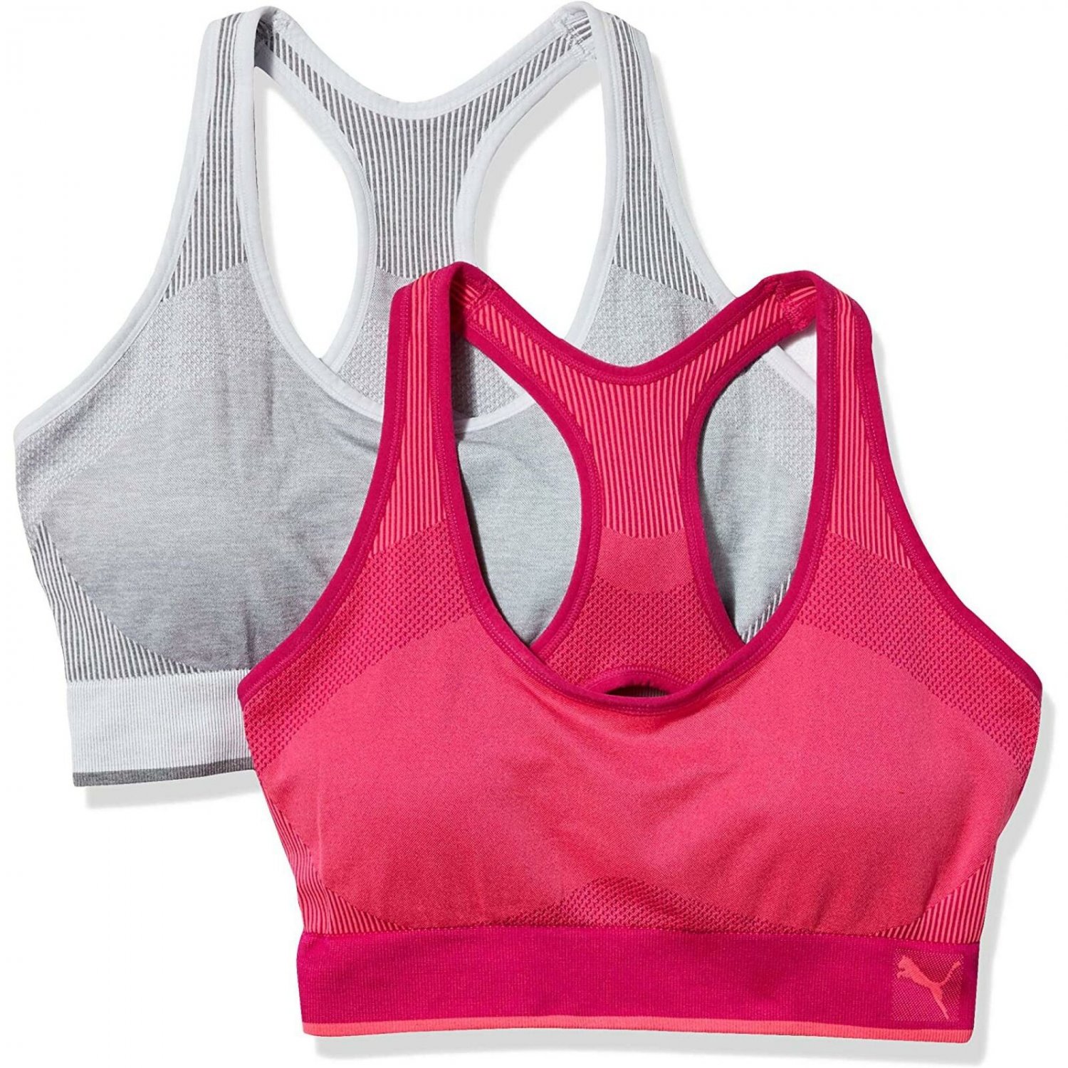 Puma Womens 2 Pack Active Performance Sports Bras Pink Gray Medium 6587