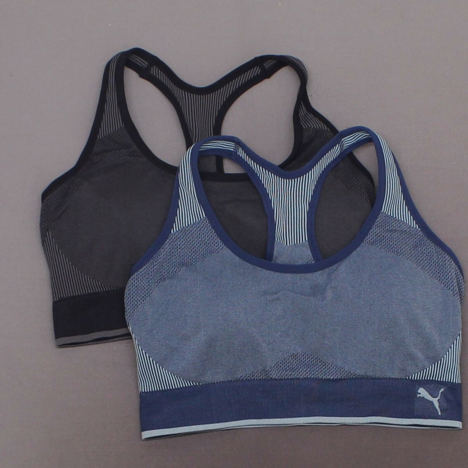 Puma 2 Pack Womens Active Performance Sports Seamless Sports Bras X Large Black Blue 6913