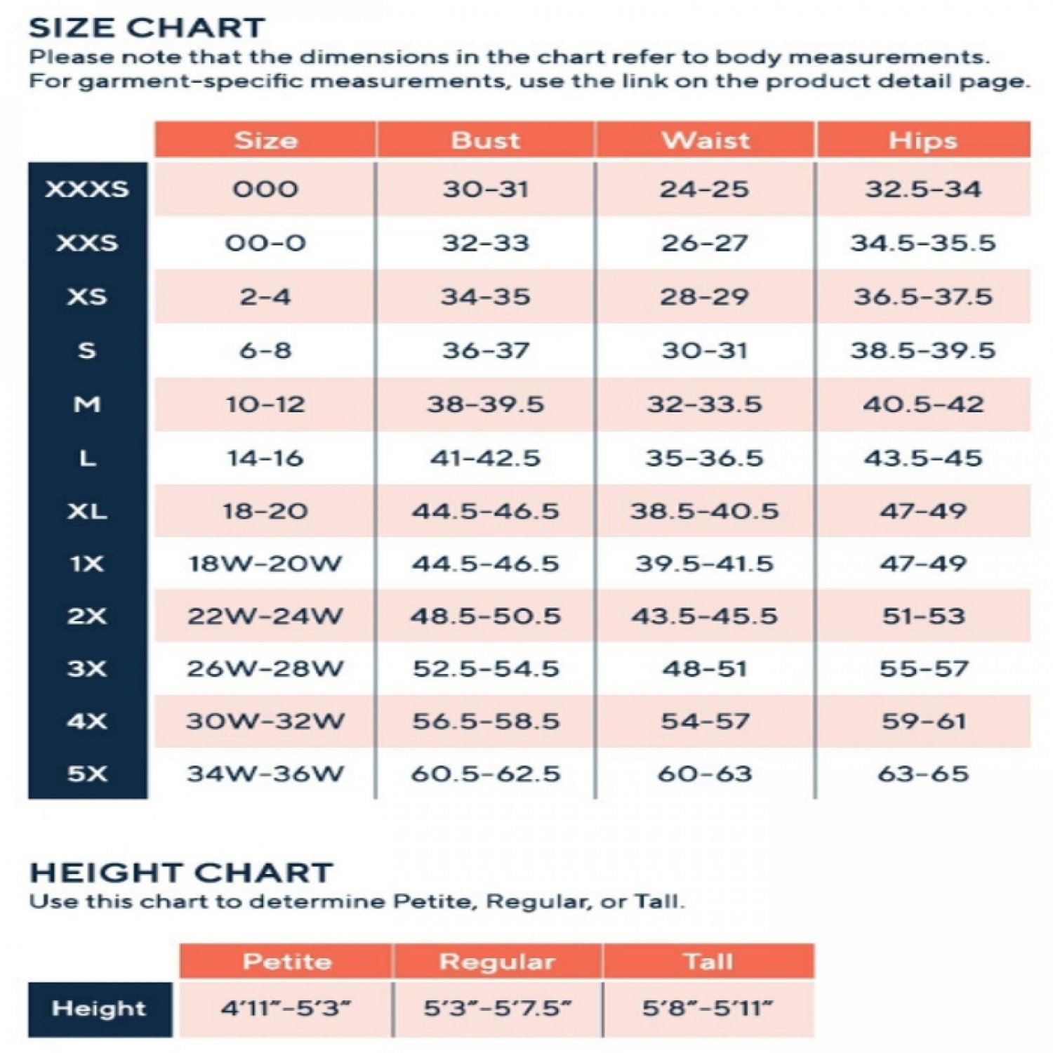 Taylor Factory Size Chart