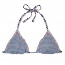 Xhilaration Women's Smocked Embroidered Triangle Bikini Top X-Small Dusty Blue