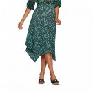 Who What Wear Women's Floral Print Mid-Rise Scarf Hem Midi Skirt 2 Tossed Buds Green Black