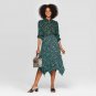 Who What Wear Women's Floral Print Mid-Rise Scarf Hem Midi Skirt 2 Tossed Buds Green Black
