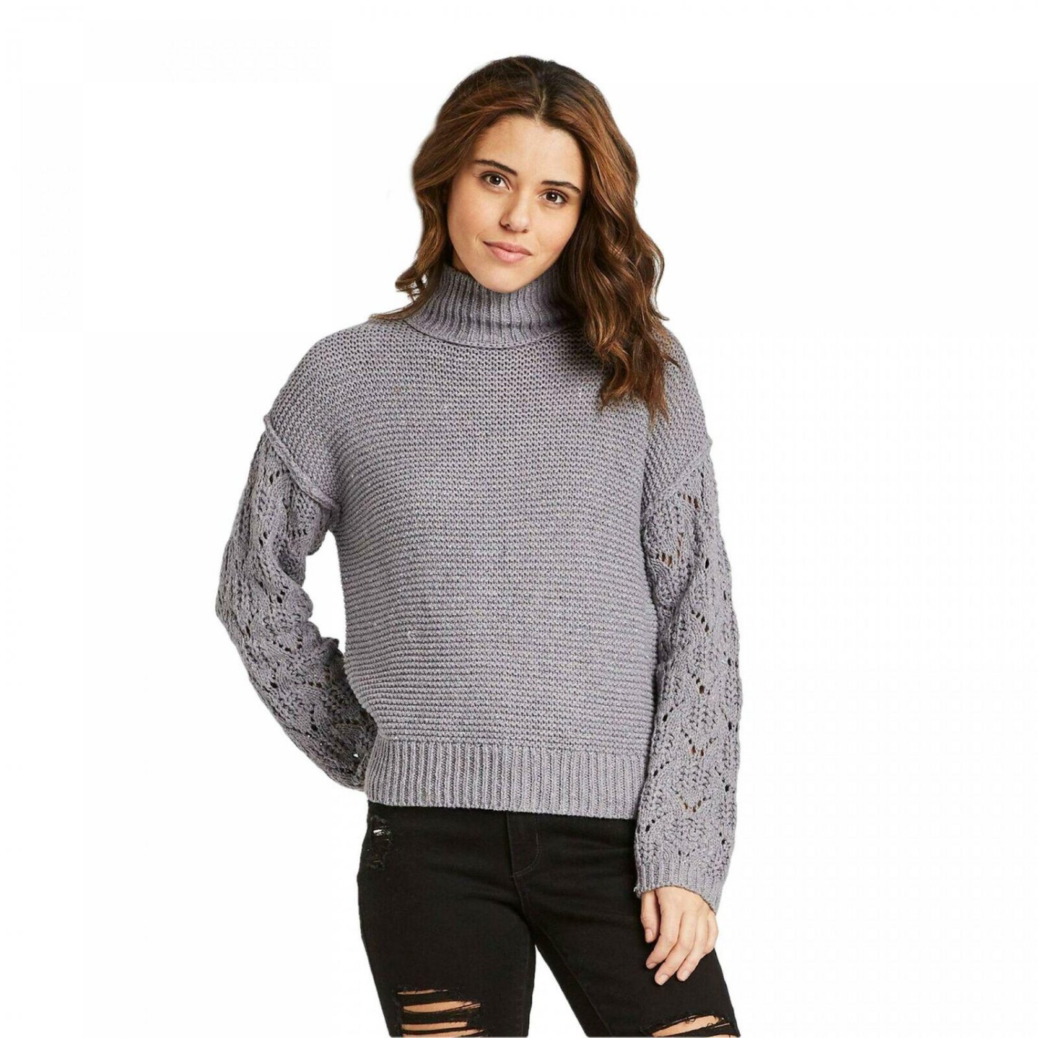 Universal Thread Women's Turtleneck Detail Pullover Sweater Small Purple