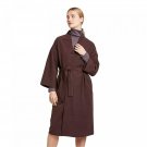 Prologue Women's Collarless Wrap Coat Large Burgundy Brown