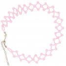 ZUZIFY Women's Simple Adjustable Beaded Choker Necklace Pink