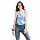 Modern Lux Women's Tie-Dye PEACE SIGN Graphic Tank Top Large Red/ White/ Blue Peace