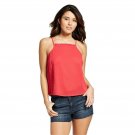 Universal Thread Women's Ruffle Trim Square Neck Tank Top Blouse Red X-Small
