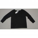 Susan Graver Women's Bateau Neck Long Sleeve Embellished Sweater Black Large