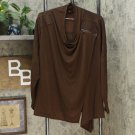 DG2 by Diane Gilman Eco Ponte Knit Drape Front Easy Jacket Brown XL