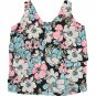 Notations Women's Plus Size Floral V-Neck Layered Tank Top Blouse  Aqua / Pink / Black Plus 1X