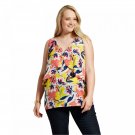 Notations Women's Plus Size Floral V-Neck Layered Tank Top Blouse  Pink / Navy / Yellow Plus 1X