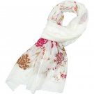 A New Day Women's White Floral Fringe Fashion Rectangle Scarf